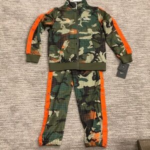 Nike Camouflage Tracksuit with Orange Highlights